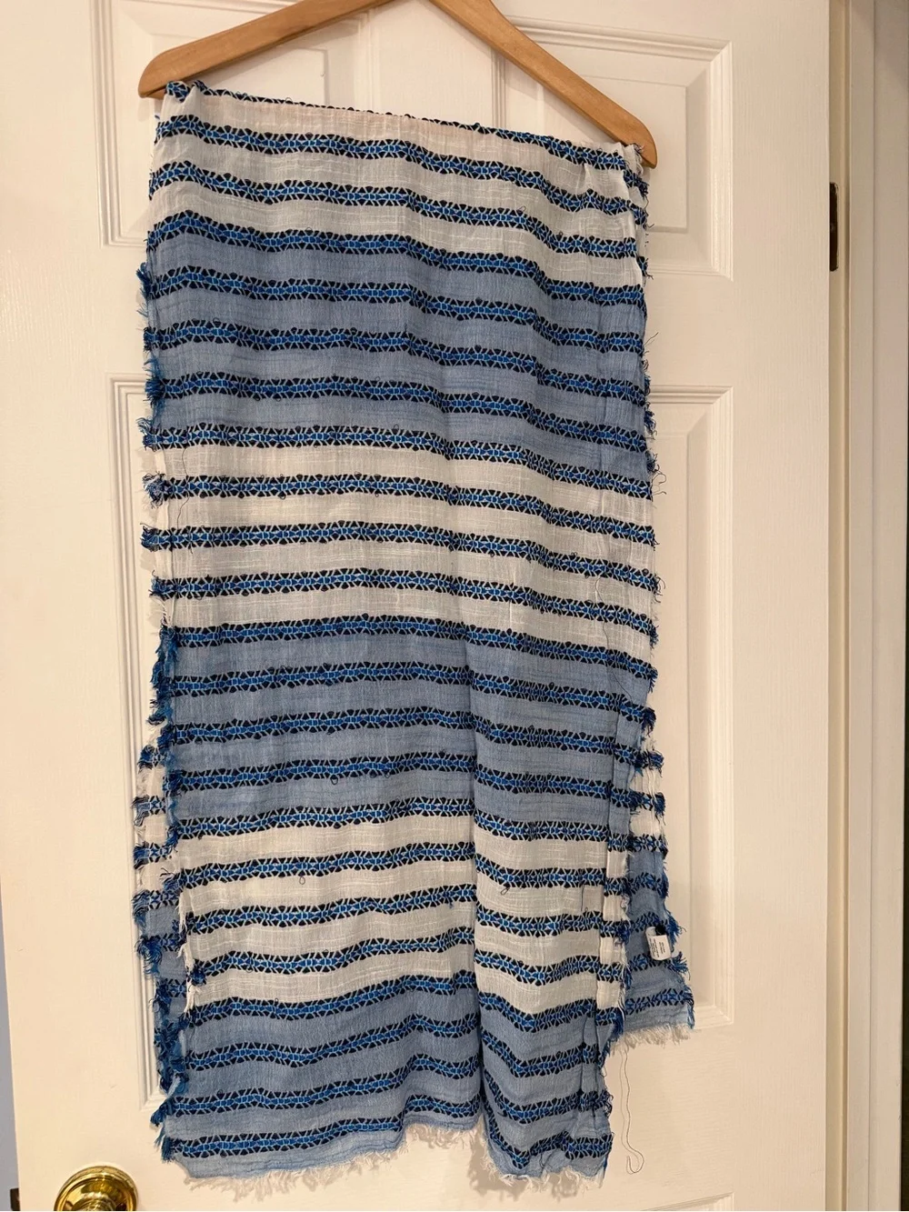 J. Crew Striped Blue and White Lightweight Scarf